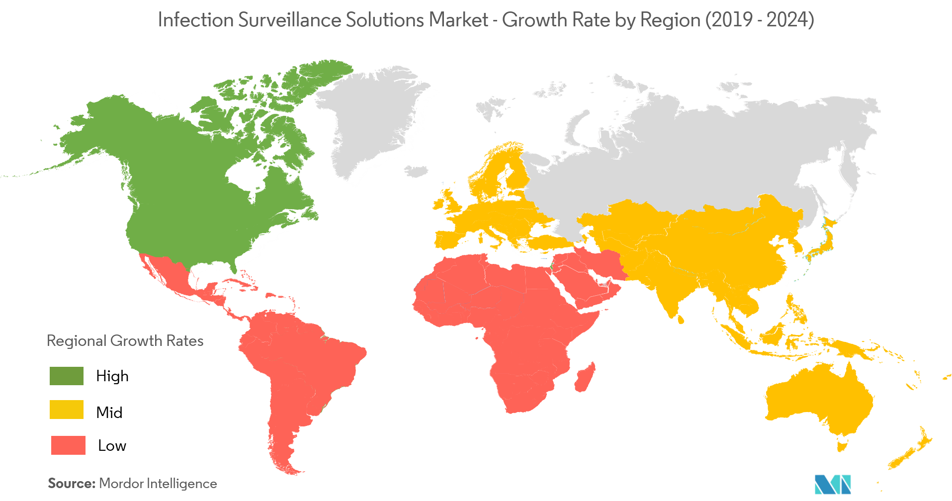 感染監視ソリューション市場-地域別成長率（2019-2024年）