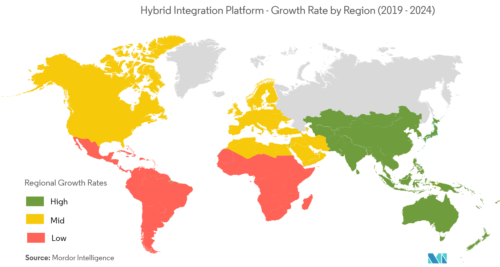 Hybrid Integration Platform- Growth Rate By Region (2019-2024)