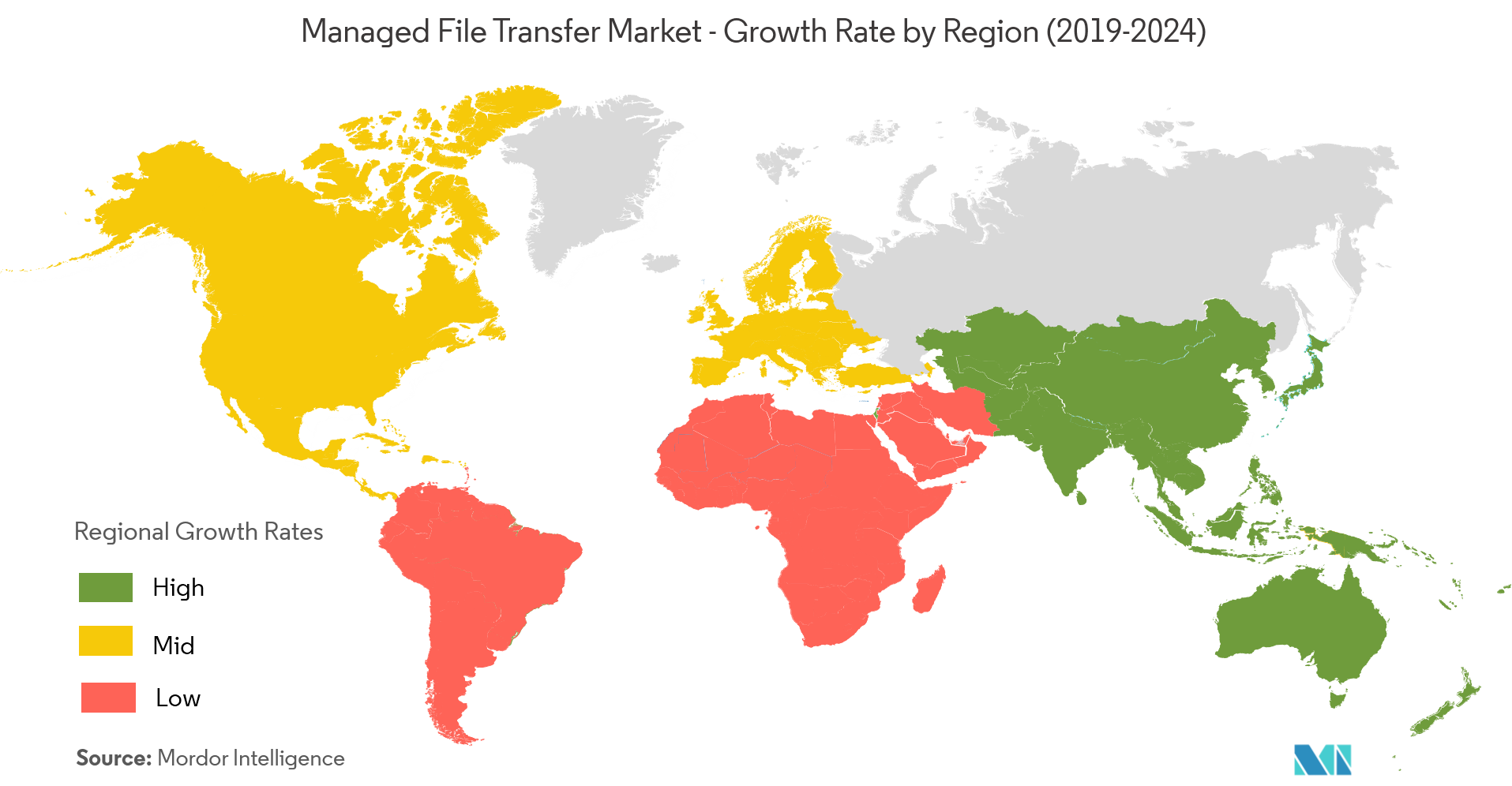managed file transfer market growth by region