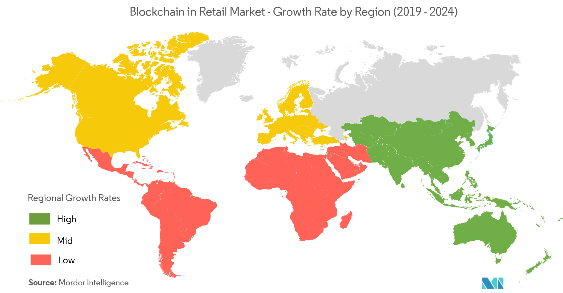 Blockchain in Retail Market Growth by Region
